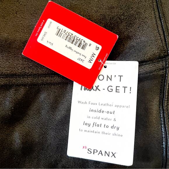 NWT SPANX Women’s Faux Leather Leggings - Black - Size Medium - Picture 7 of 10